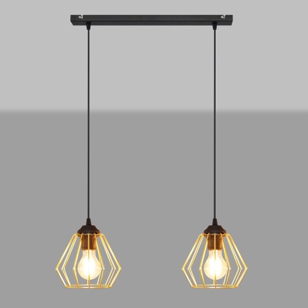 Lampadario a sospensione con filo AGAT 2xE27/15W/230V oro/nero