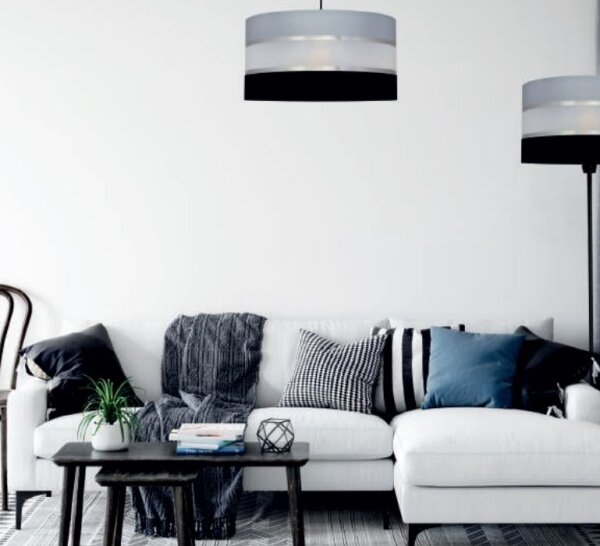 Lampadario a sospensione con supporto rigido HELEN 3xE27/15W/230V nero/grigio/cromo lucido