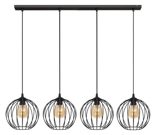Lampadario su corda MERCURE 4xE27/15W/230V nero