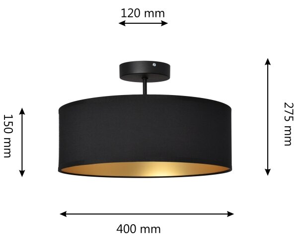 Lampadario a sospensione con supporto rigido ALBA 3xE27/15W/230V nero/oro