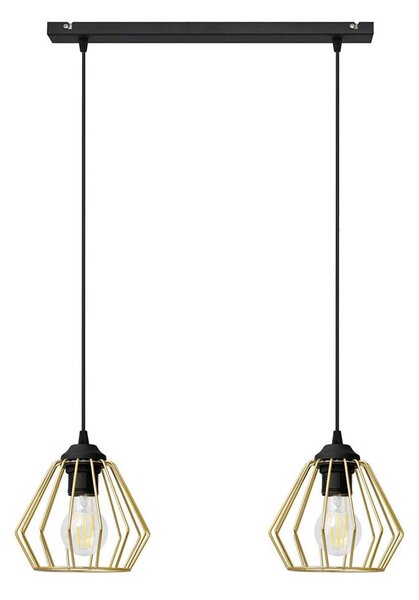 Lampadario a sospensione con filo AGAT 2xE27/15W/230V oro/nero