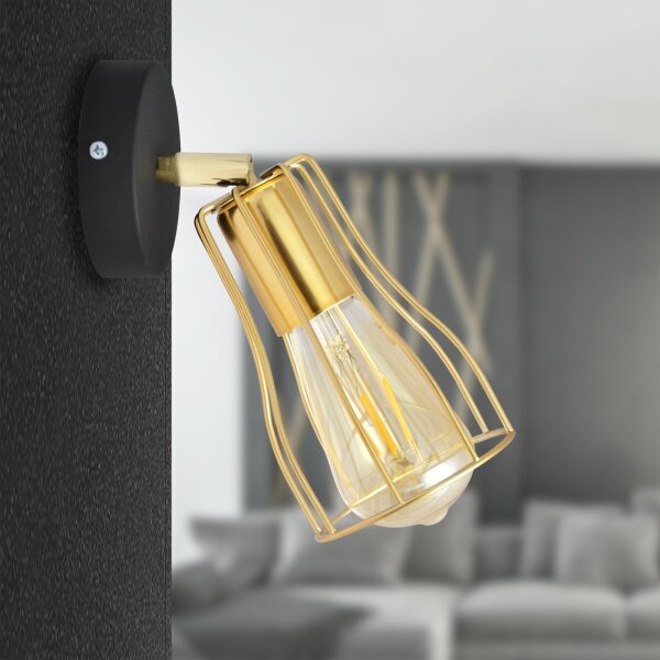 Faretto da parete TUBE 1xE27/15W/230V oro/nero