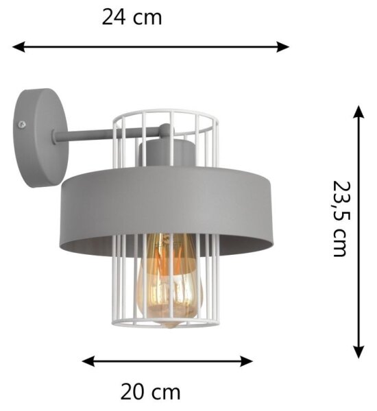 Applique VOLTA 1xE27/15W/230V grigio