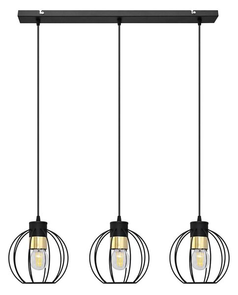 Lampadario a sospensione con filo STARLIGHT 3xE27/15W/230V nero/oro