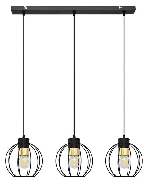 Lampadario a sospensione con filo STARLIGHT 3xE27/15W/230V nero/oro