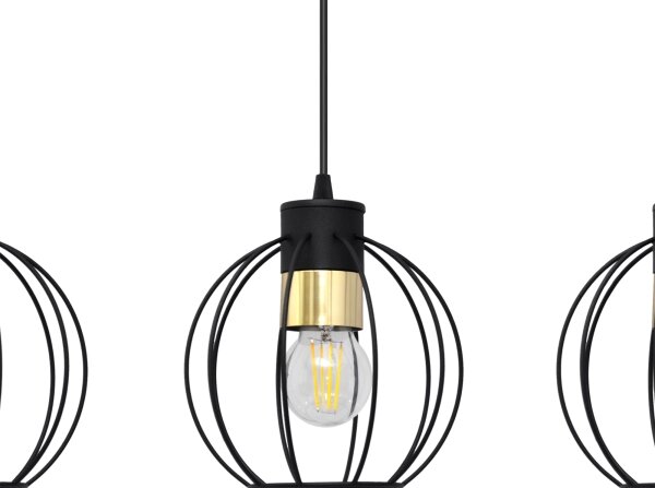 Lampadario a sospensione con filo STARLIGHT 3xE27/15W/230V nero/oro