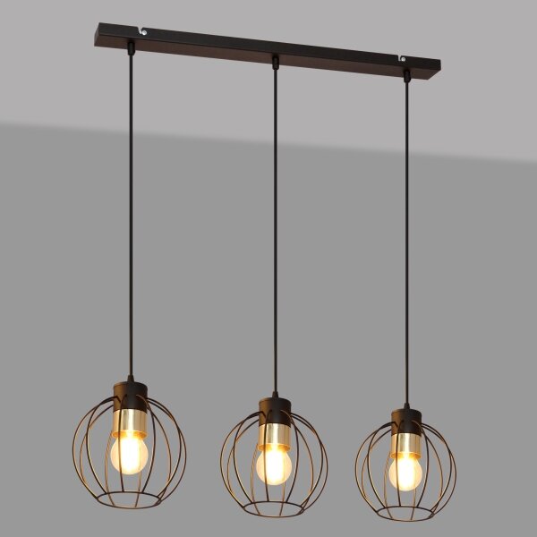 Lampadario a sospensione con filo STARLIGHT 3xE27/15W/230V nero/oro