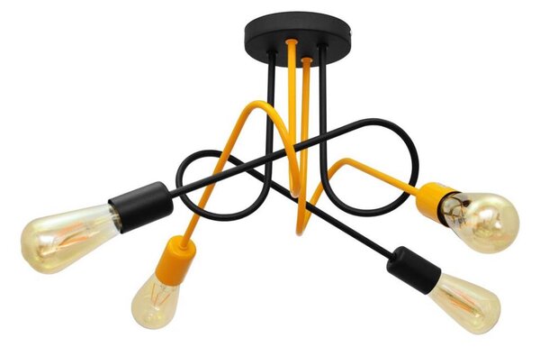 Lampadario a plafone OXFORD 4xE27/15W/230V nero/giallo