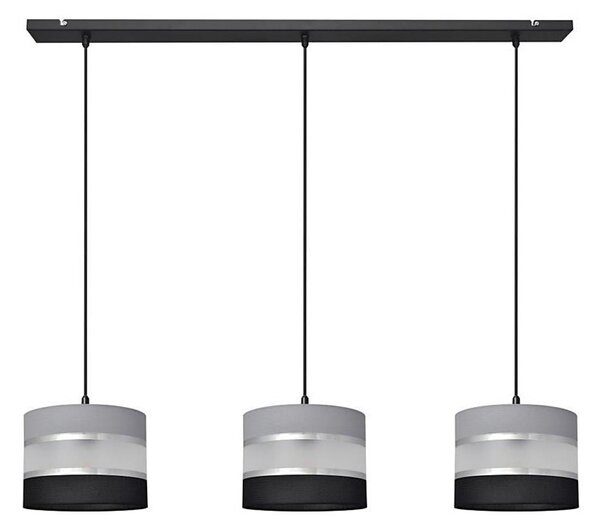 Lampadario a sospensione con filo HELEN 3xE27/15W/230V nero/grigio/argento