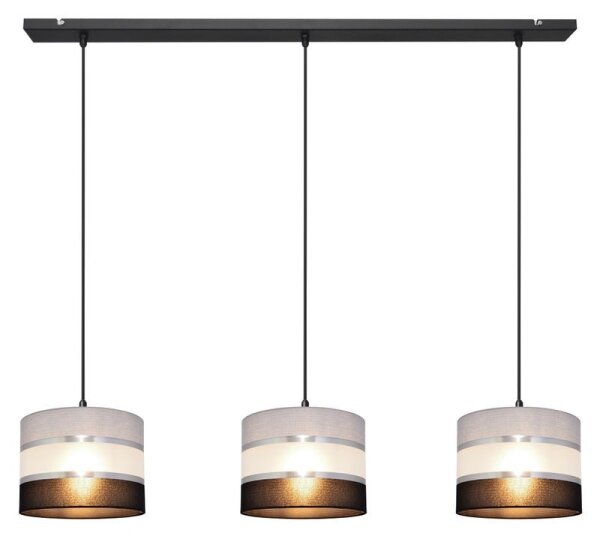 Lampadario a sospensione con filo HELEN 3xE27/15W/230V nero/grigio/argento