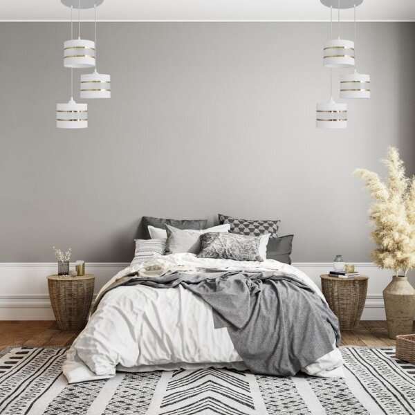 Lampadario a sospensione con filo HELEN 3xE27/15W/230V bianco/oro