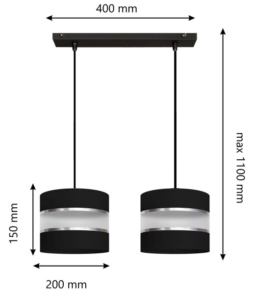 Lampadario su filo HELEN 2xE27/15W/230V nero