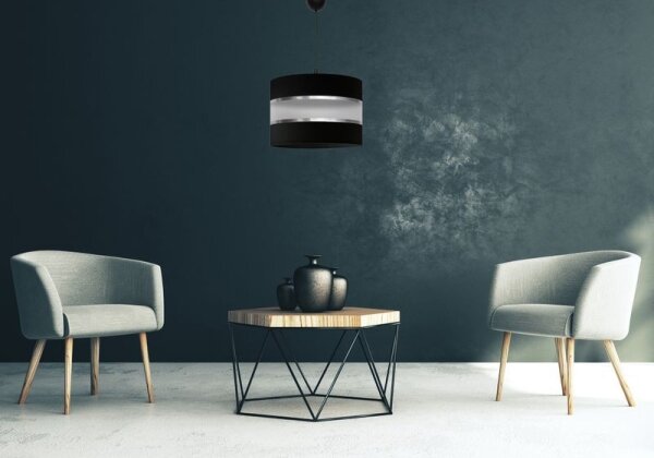 Lampadario a sospensione con filo HELEN 1xE27/15W/230V diametro 35 cm nero/argento