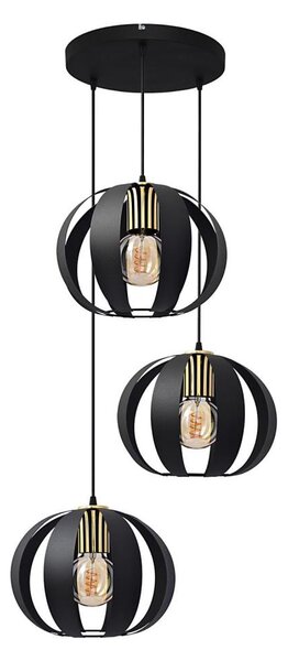 Lampadario a sospensione con filo NEWTON 3xE27/15W/230V nero