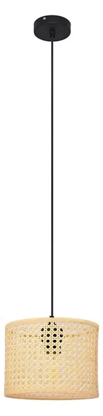 Lampadario a sospensione con filo ALBA 1xE27/15W/230V diametro 20 cm rattan/nero