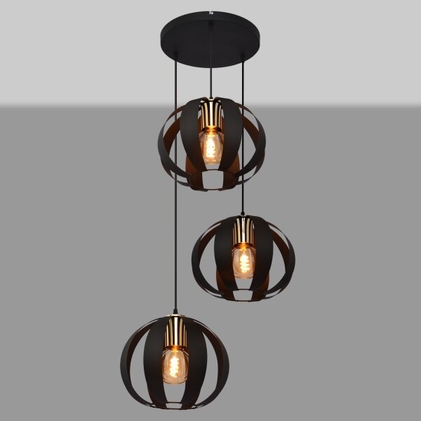 Lampadario a sospensione con filo NEWTON 3xE27/15W/230V nero