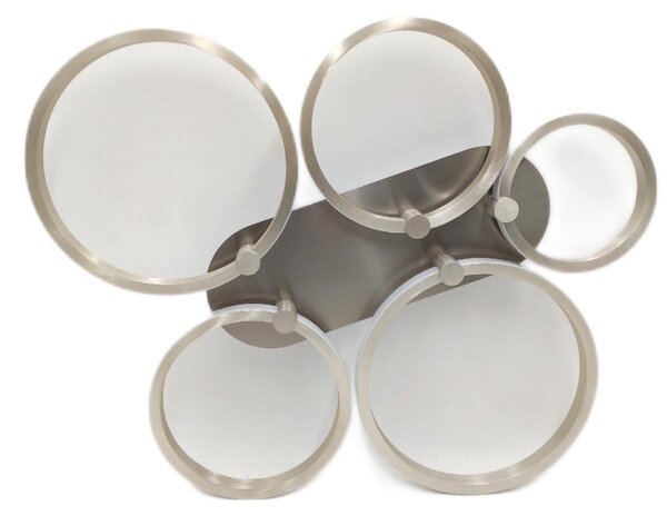 Paul Neuhaus plafoniera Johanne 5 anelli in acciaio 55cm 48W 2650lm bianco caldo 3000K