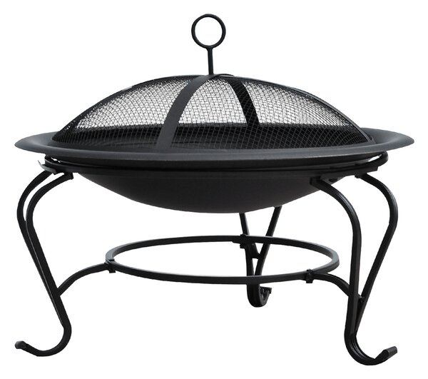 Outsunny Braciere Da Giardino Con Coperchio Parascintille E Griglia Per Barbecue In Metallo 76x76x47cm Nero~842 170
