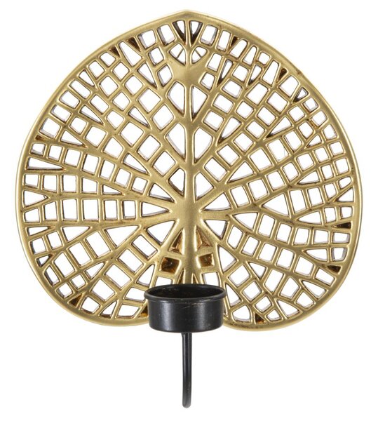 Portacandele da Muro Lotus 20x8x22,2 cm in Poliresina e Ferro Oro e Nero