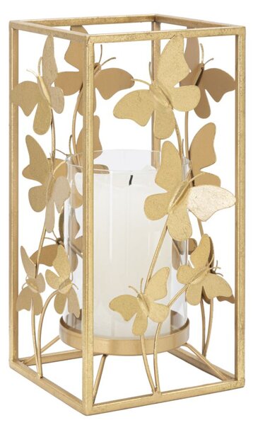 Portacandele Glam Butterfly 14x14x29 cm in Ferro Oro