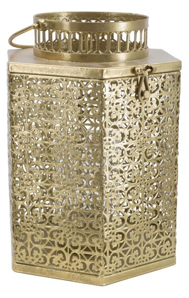 Lanterna Oroy 25x21x33 cm in Ferro e Vetro Oro