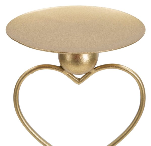 Portacandele Hearts 14,5x10x32,5 cm in Ferro e Marmo Oro e Bianco