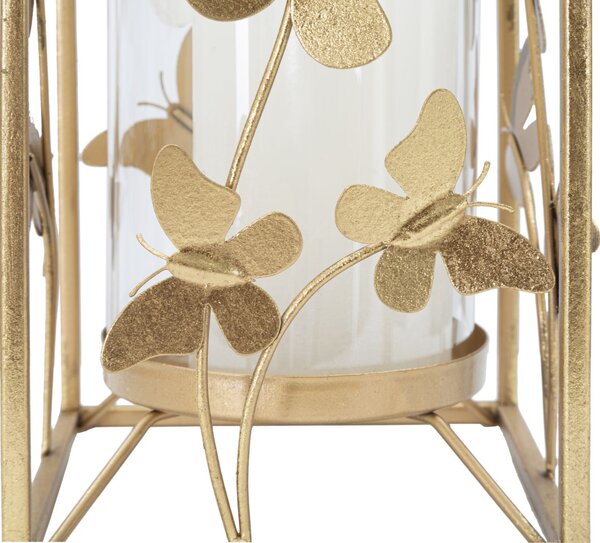 Portacandele Glam Butterfly 14x14x29 cm in Ferro Oro