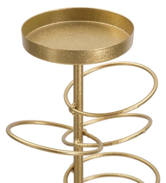 Portacandele Rings 14x13x50,5 cm in Ferro e Marmo Oro e Bianco