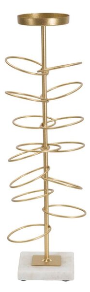 Portacandele Rings 14x13x46 cm in Ferro e Marmo Oro e Bianco
