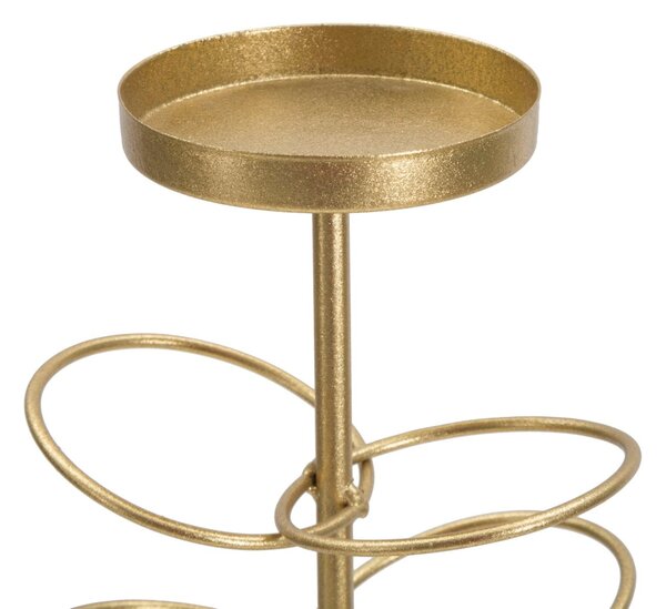 Portacandele Rings 14x13x46 cm in Ferro e Marmo Oro e Bianco