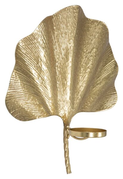 Portacandele da Muro Glam Leaf 41x11,5x40 cm in Ferro Oro