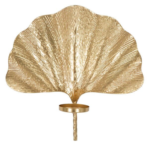 Portacandele da Muro Glam Leaf 41x11,5x40 cm in Ferro Oro