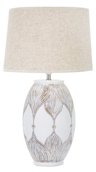 Lampada da Tavolo Ovale Atene 38x67x38 cm in Poliresina Bianco/Marrone