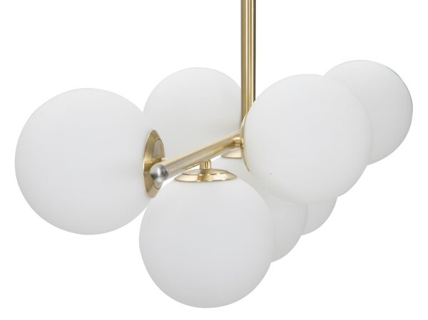 Lampadario Glamy 7 Luci 81x30x74 cm in Ferro e Vetro Oro e Bianco