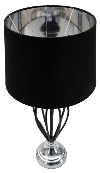 Lampada da Tavolo Darky Argento Ø28x56 cm in Ferro PVC e Tessuto Nero e Argento