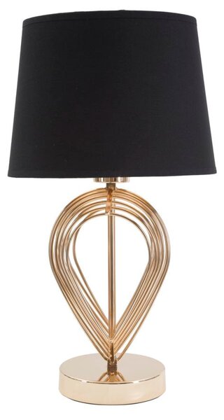 Lampada da Tavolo Maxt Ø24x44 cm in Ferro Carta e Tessuto Oro e Nero