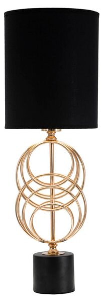 Lampada da Tavolo Circly Ø20x58,5 cm in Ferro PVC e Tessuto Oro e Nero