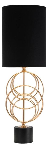 Lampada da Tavolo Circly Ø22,5x65 cm in Ferro PVC e Tessuto Oro e Nero