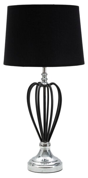 Lampada da Tavolo Darky Argento Ø28x56 cm in Ferro PVC e Tessuto Nero e Argento