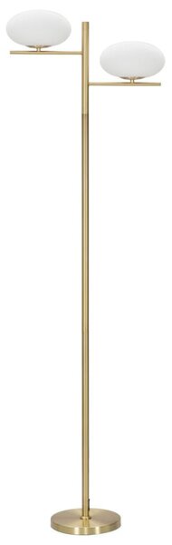 Lampada da Terra Oval Glamy 51x24x180 cm in Ferro e Vetro Oro e Bianco