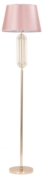 Lampada da Terra Ovy Ø40x168,5 cm in Ferro PVC e Tessuto Oro e Rosa