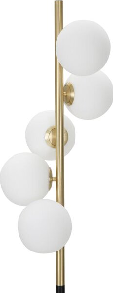 Lampada da Terra Glamy Dark Ø30x160 cm in Ferro e Vetro Oro, Nero e Bianco
