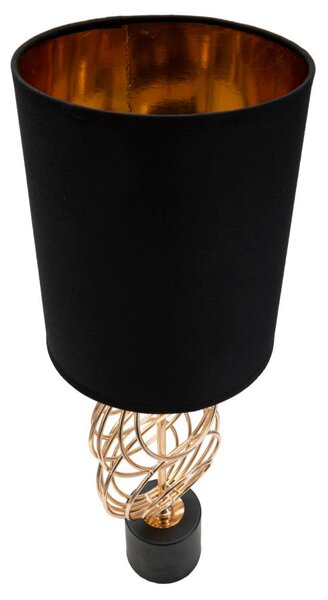 Lampada da Tavolo Circly Ø20x58,5 cm in Ferro PVC e Tessuto Oro e Nero