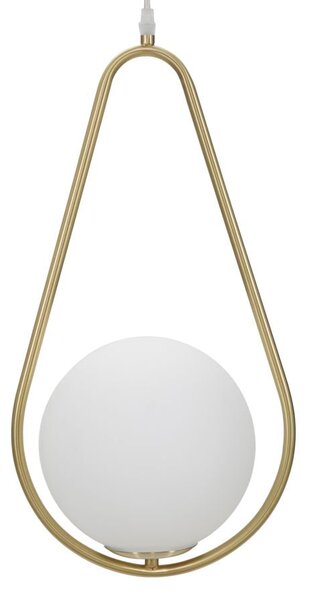 Lampadario Glamy Drop 24x20x46 cm in Ferro e Vetro Oro e Bianco
