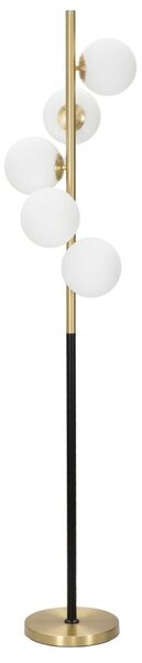 Lampada da Terra Glamy Dark Ø30x160 cm in Ferro e Vetro Oro, Nero e Bianco