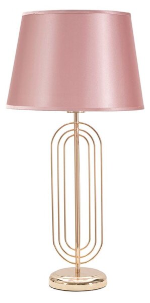 Lampada da Tavolo Krista Ø33x64 cm in Ferro PVC e Tessuto Oro e Rosa