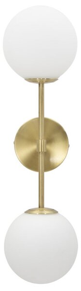 Lampada da Muro Glamy Doppia 15x21x55 cm in Ferro e Vetro Oro e Bianco