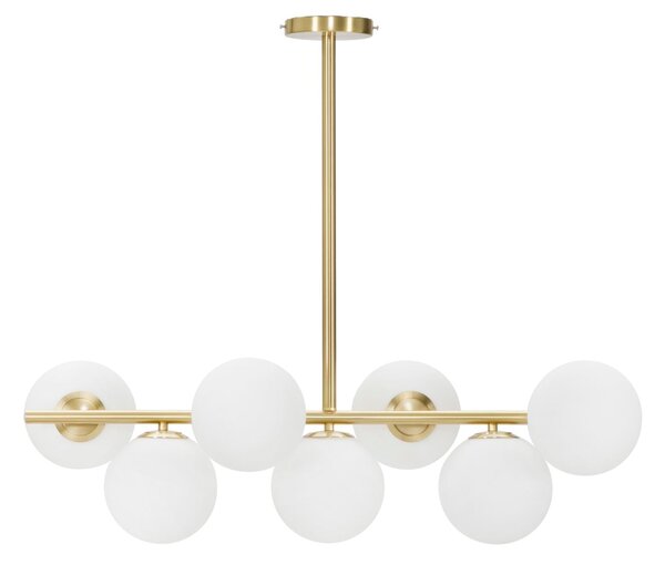 Lampadario Glamy 7 Luci 81x30x74 cm in Ferro e Vetro Oro e Bianco