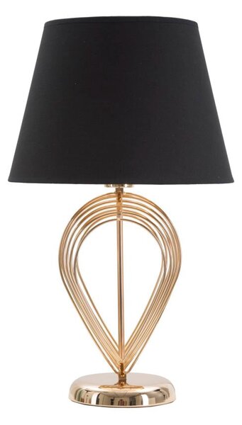 Lampada da Tavolo Maxt Ø32,5x53,5 cm in Ferro Carta e Tessuto Oro e Nero