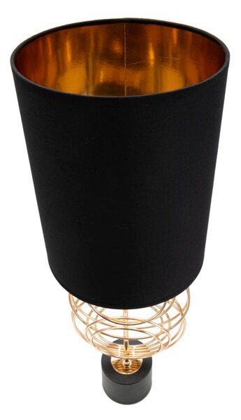 Lampada da Tavolo Circly Ø22,5x65 cm in Ferro PVC e Tessuto Oro e Nero